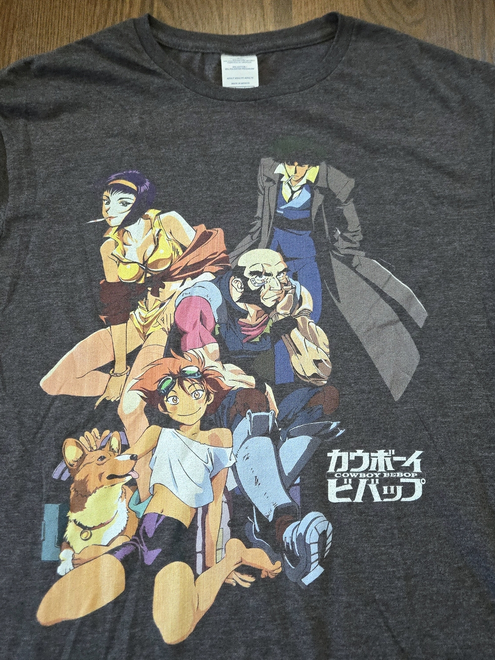 Gray Cowboy Bebop T-shirt anime graphic tee Spikel Faye Y2K - Adult Large